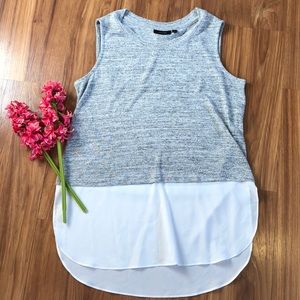 Layered Look Heathered Gray Top Poly Detail Size M